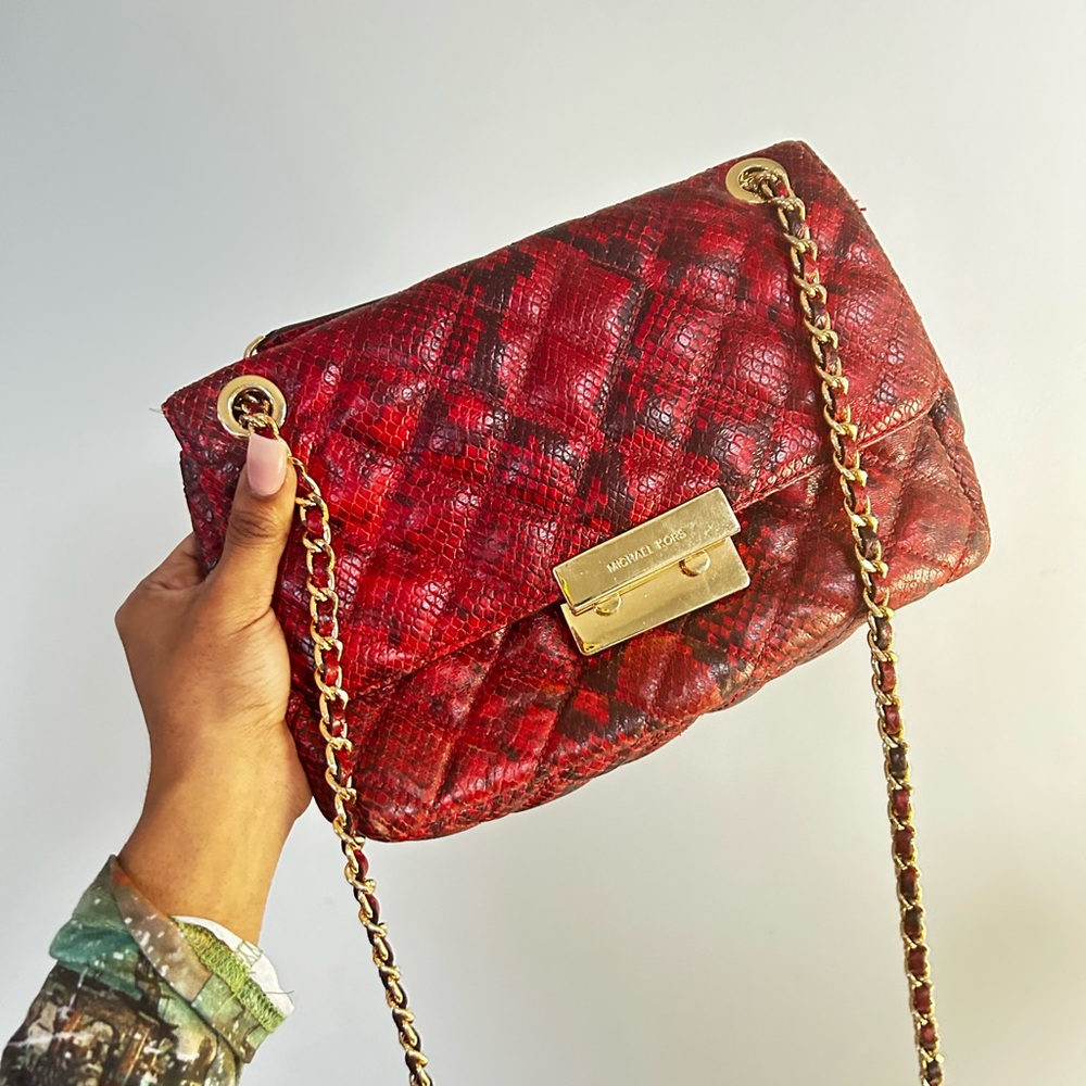 Red Snakeskin Michael Kors Handbag